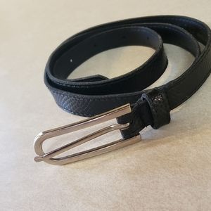 Barely Used Thin Black Faux Leather Belt with Large Buckle Size 14p